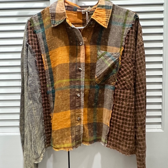 Mystree Pumpkin Spice Dreams Color Block Button Upn(Size Small) - Picture 4 of 6